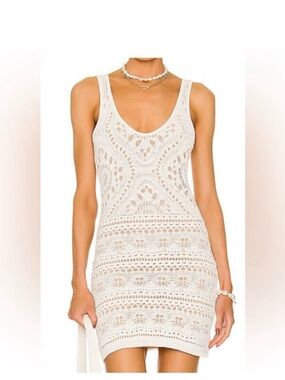 Rachel Zoe Cream Crochet Tank Dress
